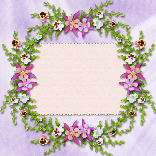 사진 또는 추상적인 backgroun에 꽃과 초대장 카드 — 스톡 사진