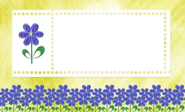 Card for a photo or invitation with flower on abstract backgroun clipart