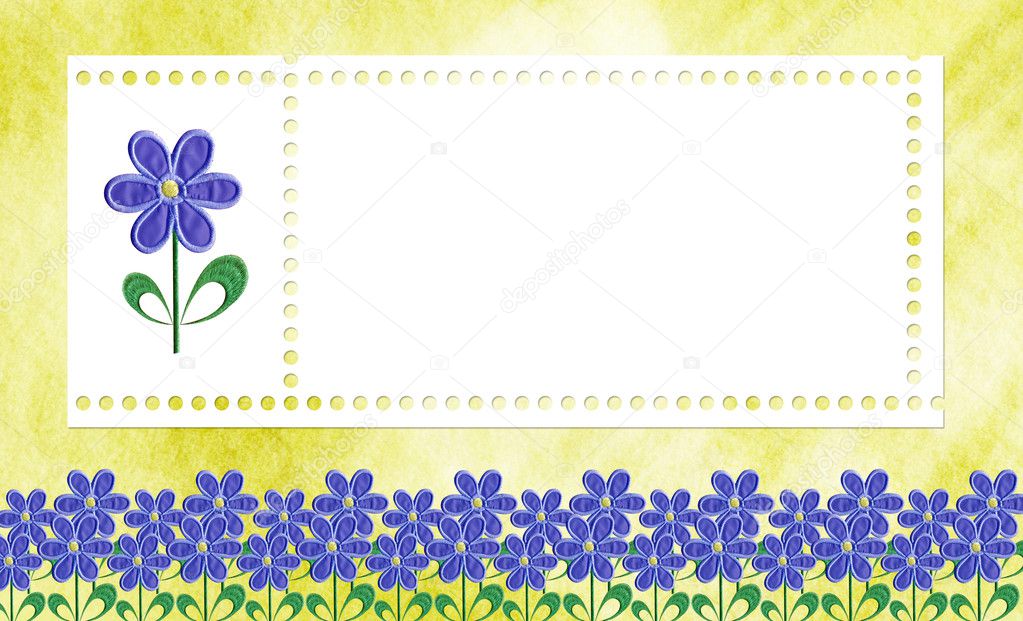 Card for a photo or invitation with flower on abstract backgroun