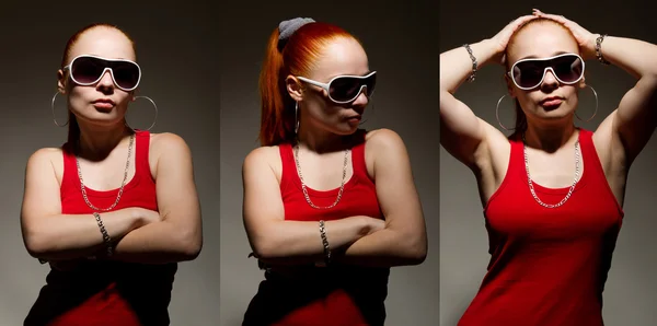 Collage van modieuze hip-hop meisje — Stockfoto