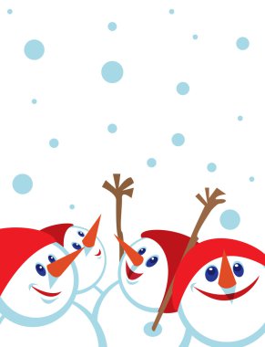 Christmas card with snowmans clipart