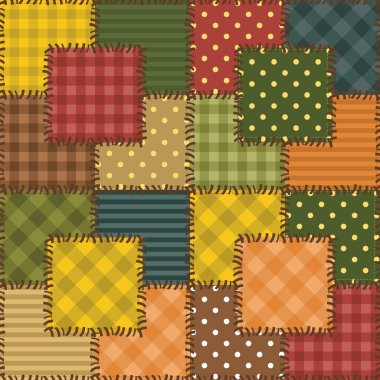 Patchwork background with different patterns clipart