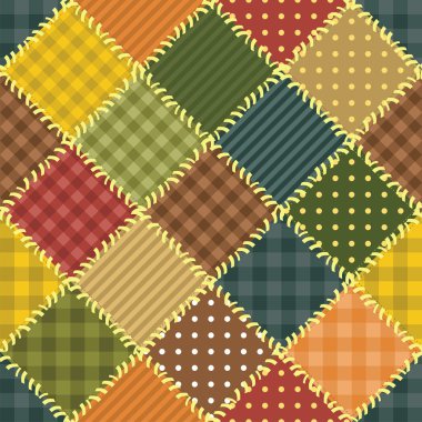 Patchwork background with different patterns clipart