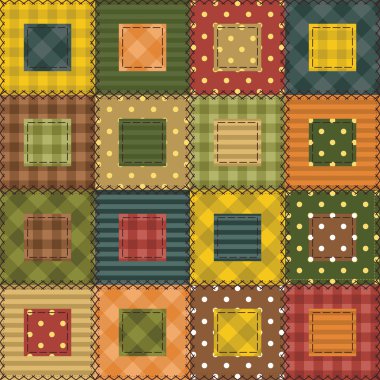 Patchwork background with different patterns clipart