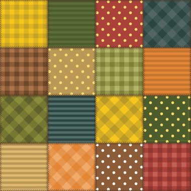 Patchwork background with different patterns clipart