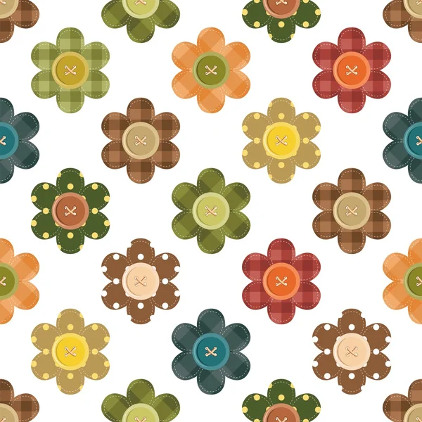 Patchwork-Hintergrund mit Blumen und Knöpfen — Stockvektor