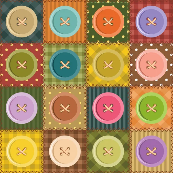 Fond patchwork avec boutons — Image vectorielle