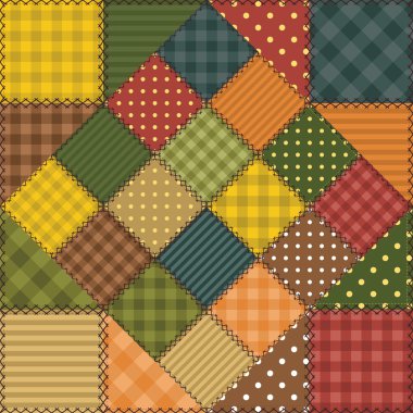 Patchwork background with different patterns clipart