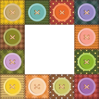 Patchwork frame with buttons clipart