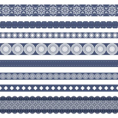 Different lace strips on white background clipart