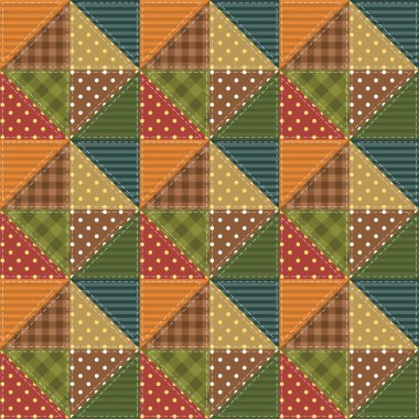 Patchwork background with different patterns clipart