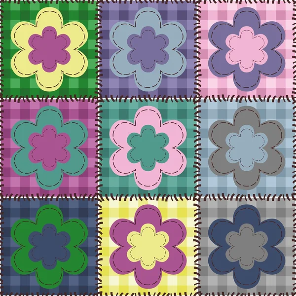 Пэтчворк фон с цветами — стоковый вектор