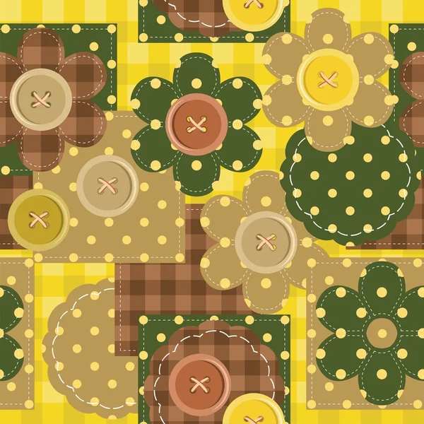 Patchwork Hintergrund mit Blumen — Stockvektor