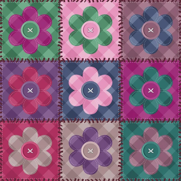 Fond patchwork avec des fleurs — Image vectorielle