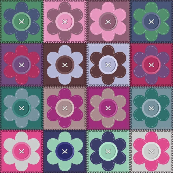 Patchwork background with flowers — Stock Vector