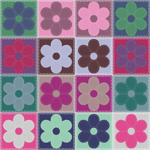 Patchwork Hintergrund mit Blumen — Stockvektor