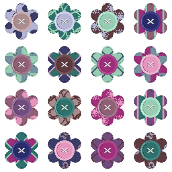 Set con flores de álbum de recortes — Archivo Imágenes Vectoriales