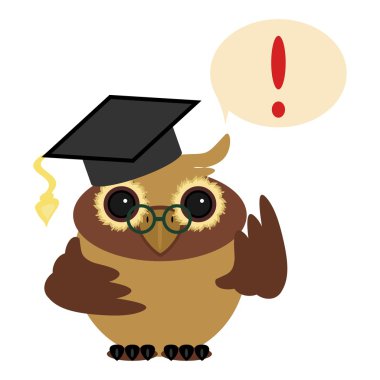 Owl and exclamation mark clipart