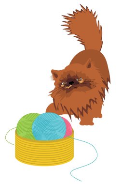 Persian cat with clews clipart