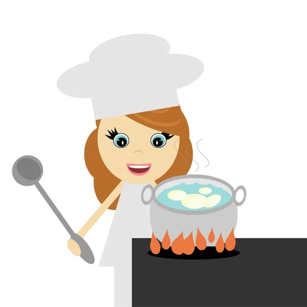Chica cocinar con patata — Archivo Imágenes Vectoriales