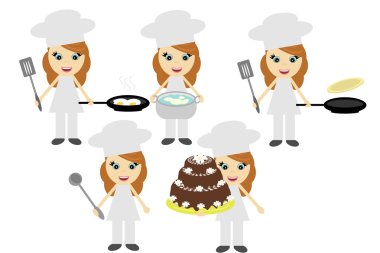 Five cooks on white background clipart