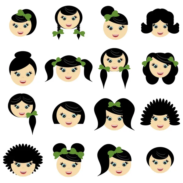 Filles avec des styles de cheveux différents — Image vectorielle