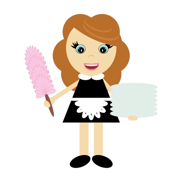 Hotel chambermaid on white background — Stock Vector