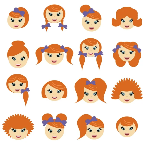 Girls with different hair styles — Stock Vector