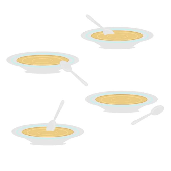 Porridge in plates on white — Stock Vector