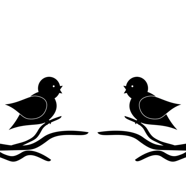 Две птицы на ветках — стоковый вектор
