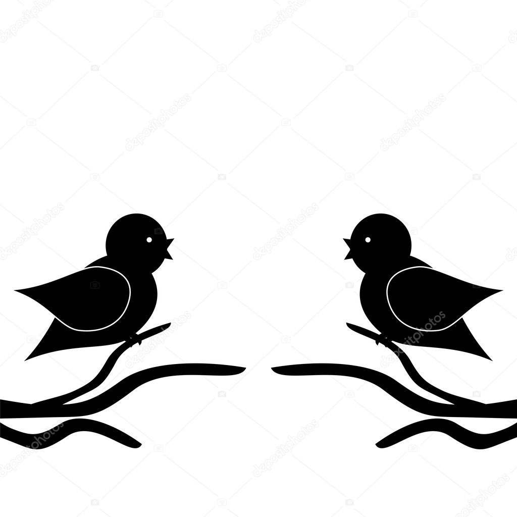 Two birds on twigs — Stock Vector © kle555 #8386120