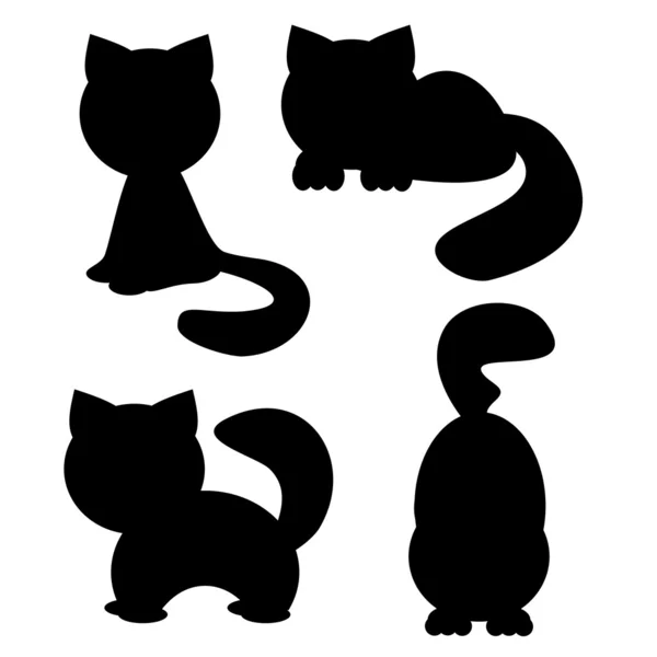 Silhouettes de chat sur blanc — Image vectorielle
