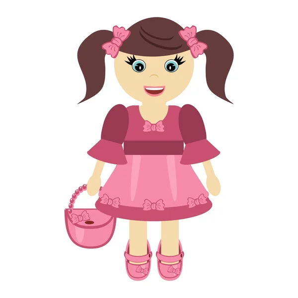 Nice little girl with bag — Stock Vector