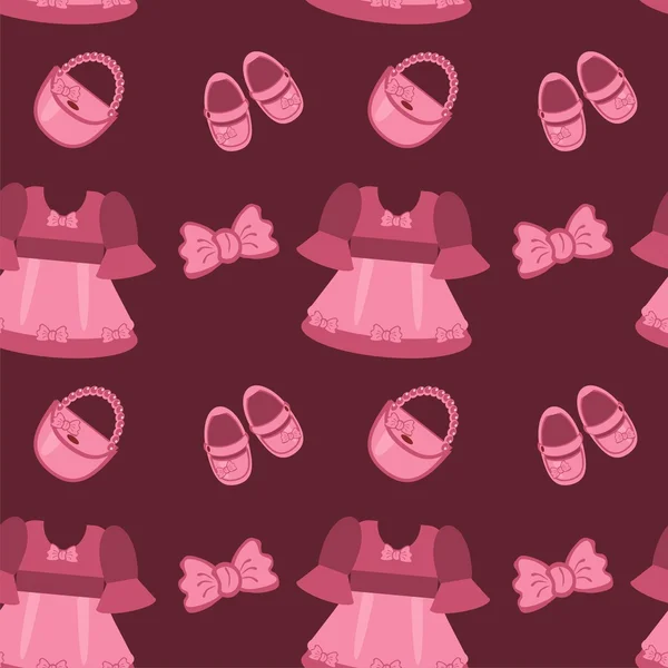 Nahtloser Hintergrund mit Mädchenkleidung — Stockvektor