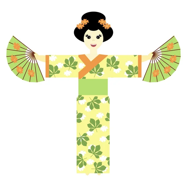 Японська дівчина на білому тлі — стоковий вектор