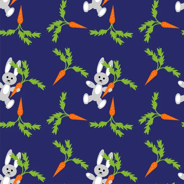 Seamless background with hares and carrots — Stock Vector