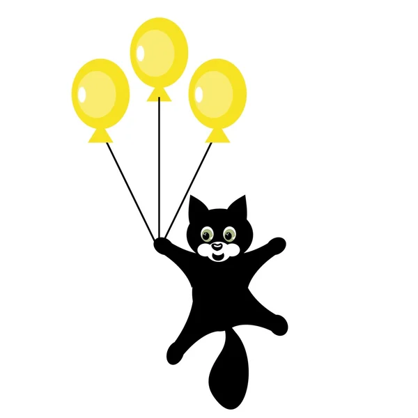 Gato agradável com balões —  Vetores de Stock