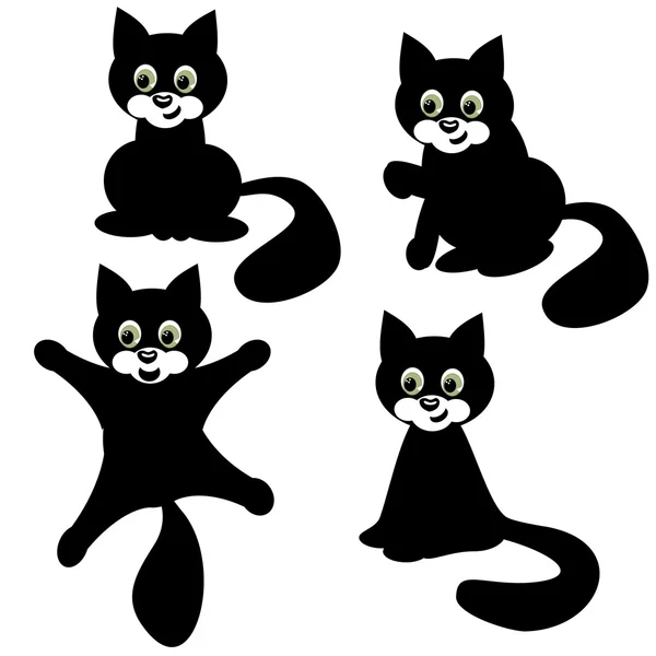 在白色背景上的四只猫 — 图库矢量图片