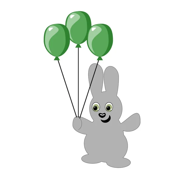 Красивый заяц с воздушными шарами — стоковый вектор