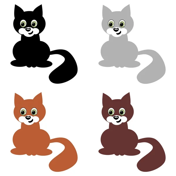 在白色背景上的四个好猫 — 图库矢量图片