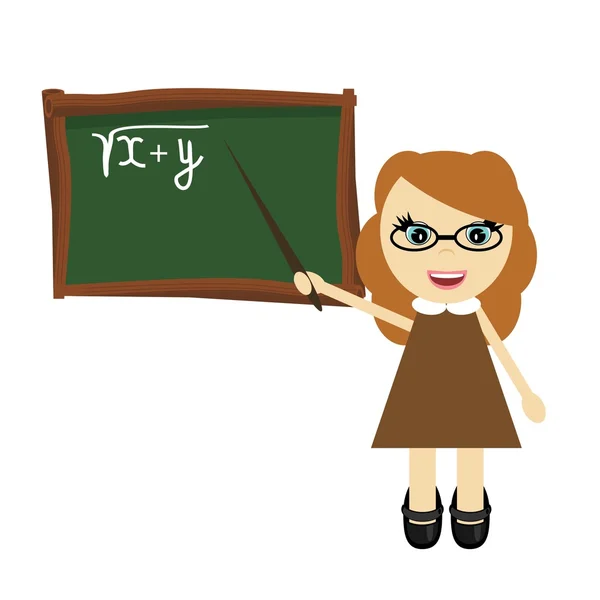 stock vector Nice young teacher near the board