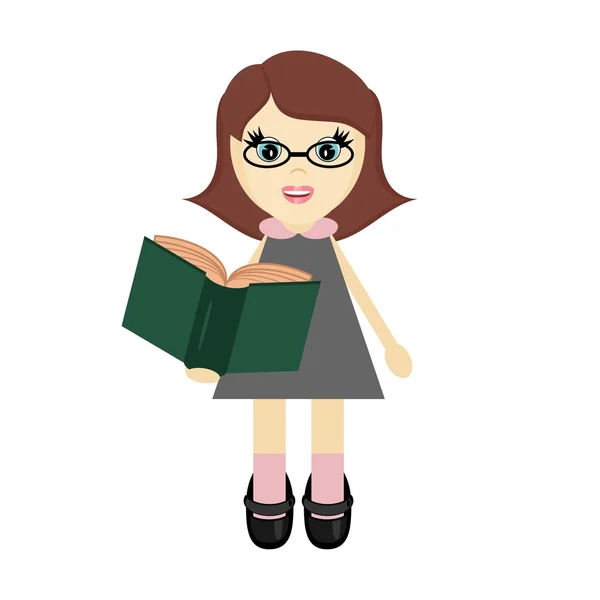 Nice girl with book — Stock Vector