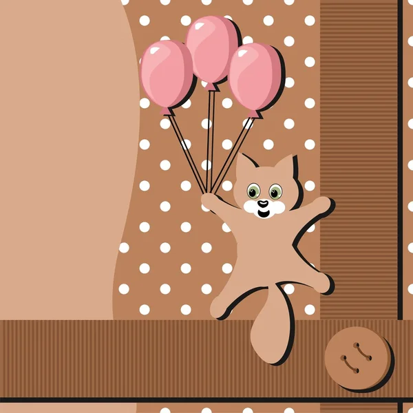 Cartão com gato e balões —  Vetores de Stock