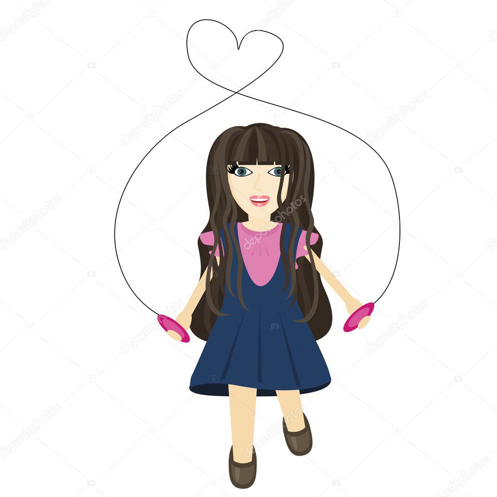 Girl with skip rope — Stock Vector © kle555 #9289449