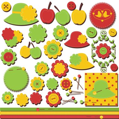 Scrapbook set of objects on white clipart