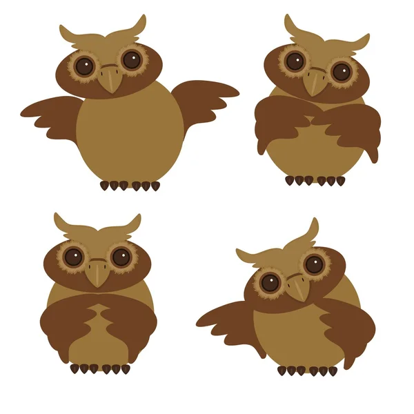 Nice owls in different position — Stock Vector