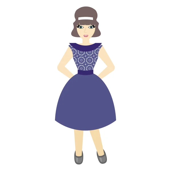 Piękna dziewczyna w stylu retro sukienka — Wektor stockowy