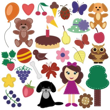 Scrapbook objects on white background clipart