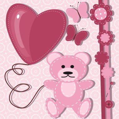 Greeting card for baby with teddy bear clipart