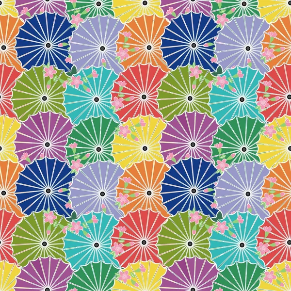 Sömlös bakgrund med japanska parasoller — Stock vektor